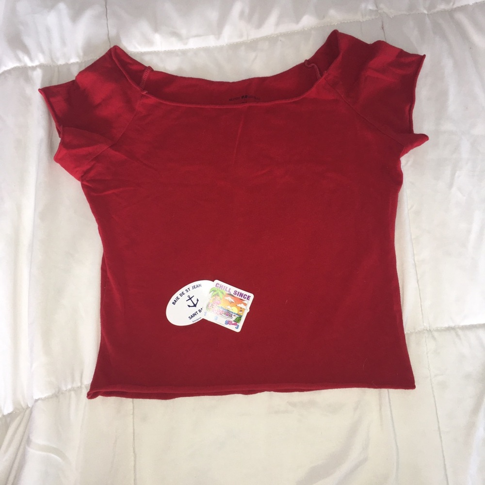Brandy Melville Red Off-The-Shoulder Top